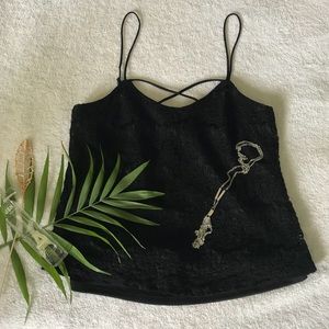 Criss Cross Ruffle Lace Top